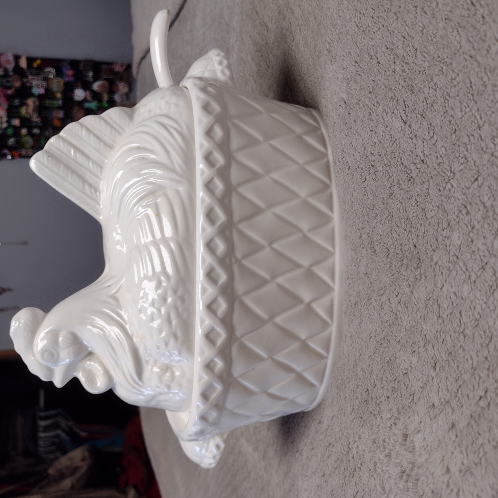 White Ceramic Rooster Tureen